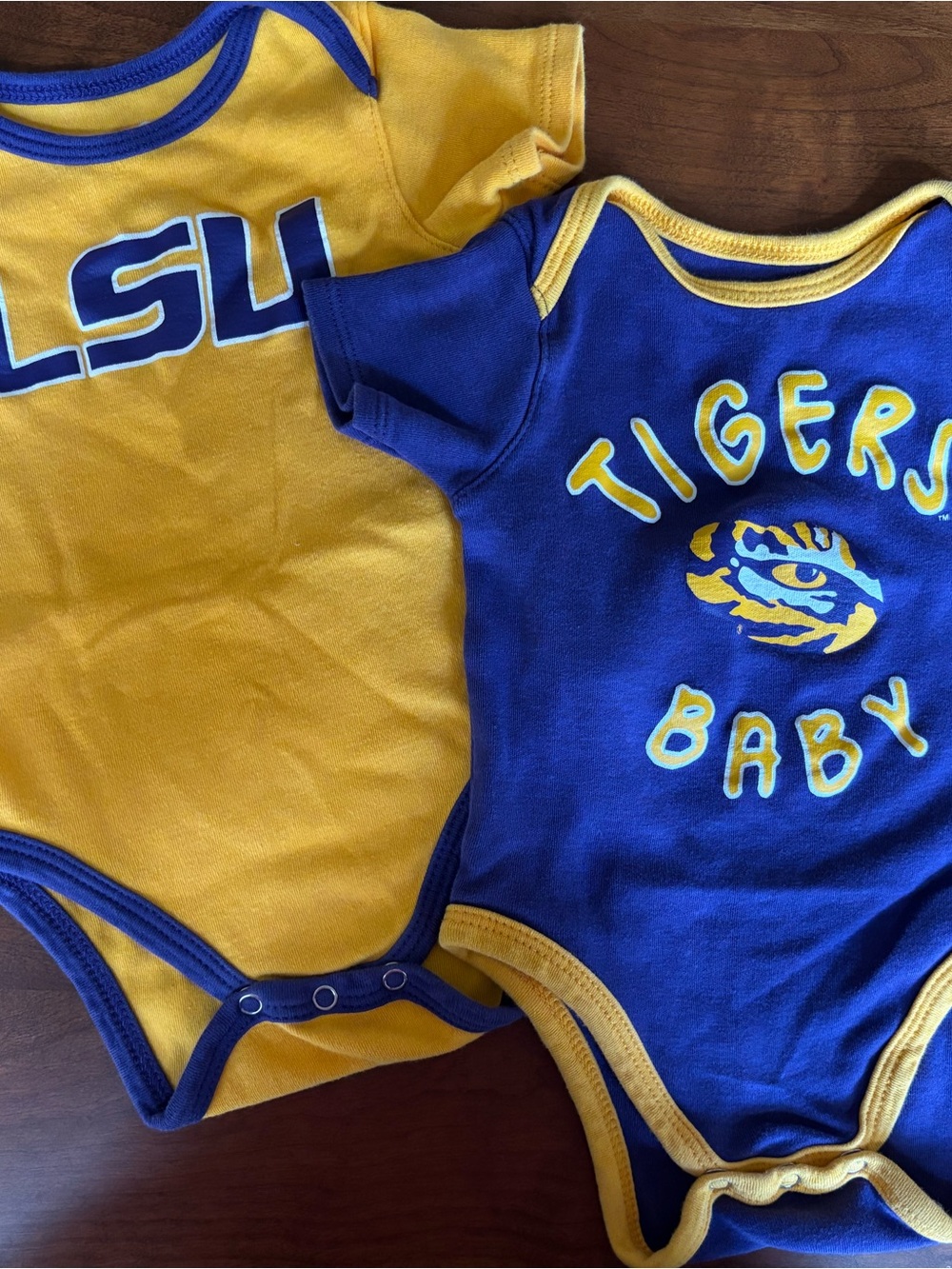 LSU Tigers Baby Cotton One-Piece Bodysuit Set in Purple and Gold